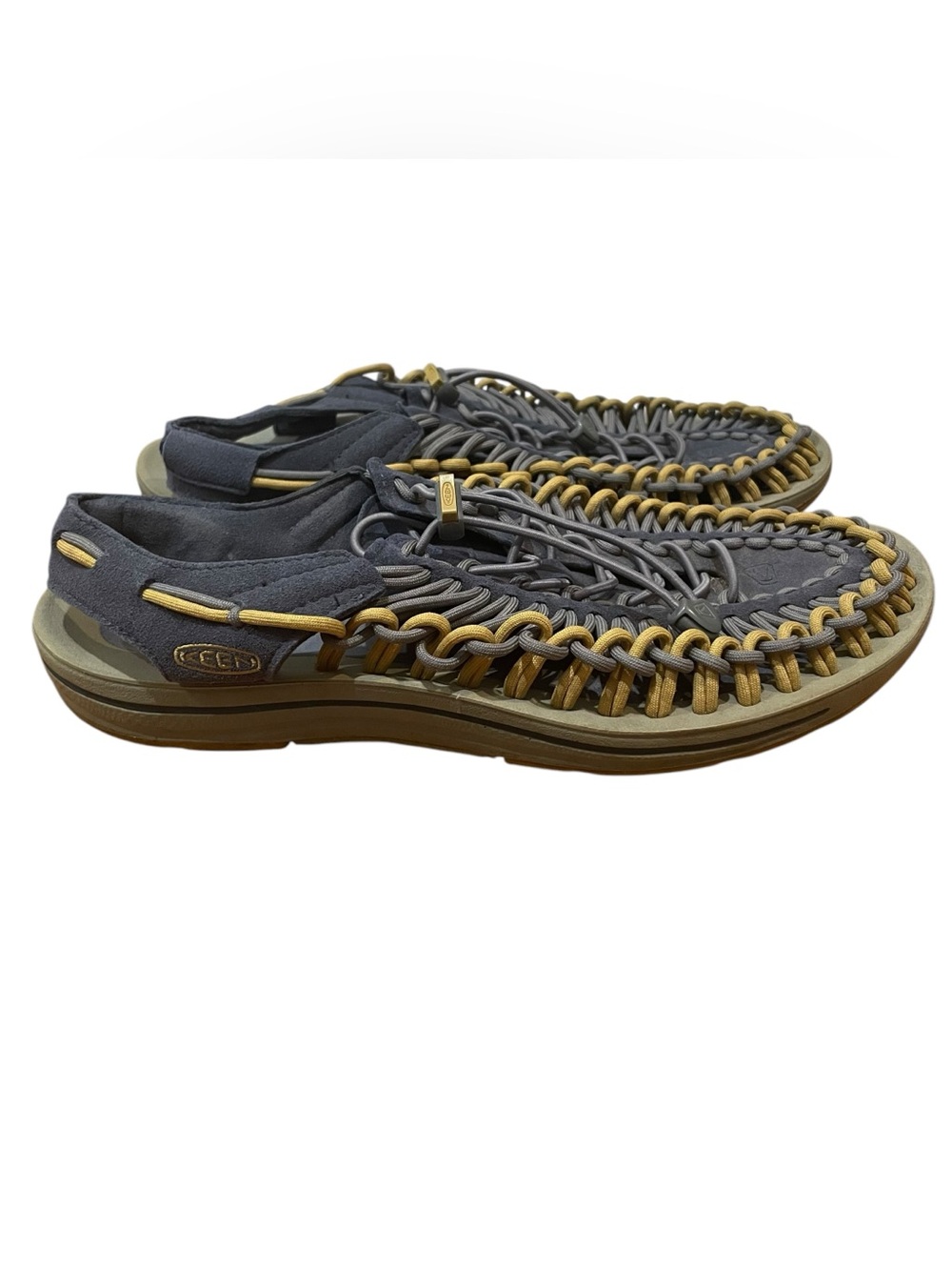Keen Uneek Gray Gold Corded Outdoor Sport Sandals Men’s Size 10.5 Hiking Water